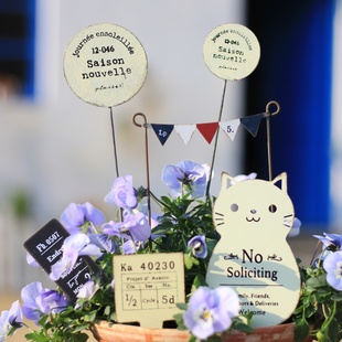 铁艺日系花插花园阳台庭院摆件杂货ins装饰可爱多肉地插英文字母