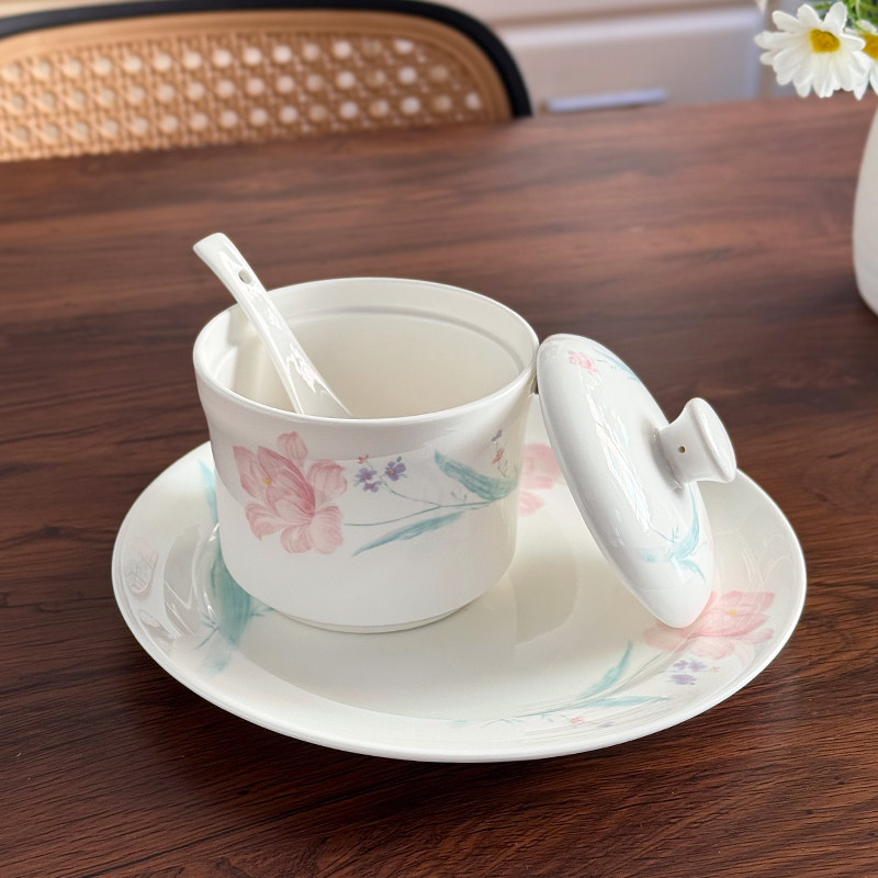 北府 粉色伊人骨瓷炖盅带盖煲汤养生炖补品宝宝辅食辣椒油罐子,餐饮具,碗,淘宝优惠券,粉丝福利购,淘宝优惠卷