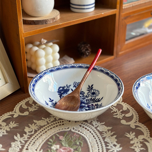 北府 中式复古青花骨瓷碗甜品碗小碗斗笠碗敞口碗面碗陶瓷餐具