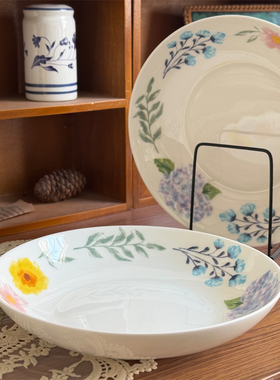 北府 阿莲娜骨瓷饭盘菜盘早餐盘复古西餐盘可微波陶瓷盘