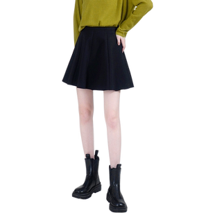 WEWE唯唯冬季新品女装商场同款高腰减龄时尚百褶半身裙青春学院