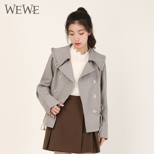 WEWE唯唯春季新品女装英伦学院风青春减龄女外套甜美时尚