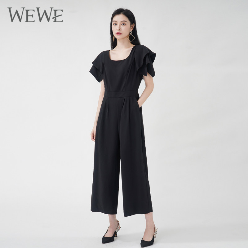 WEWE/唯唯夏季新品女装时尚高腰气质简约收腰连体裤显瘦通勤
