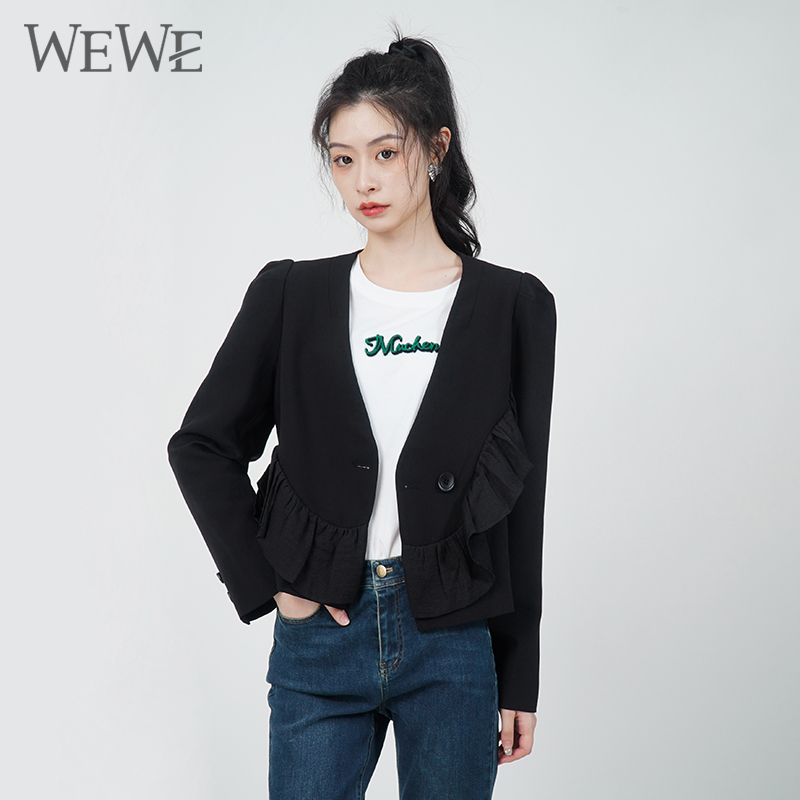 WEWE唯唯休闲短款时尚拼接