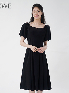 WEWE/唯唯夏季新品女装简洁大方气质优雅时尚通勤连衣裙收腰