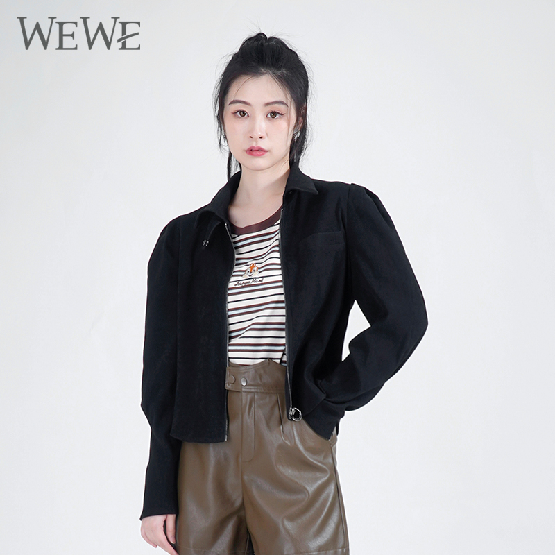 WEWE唯唯秋季新品女装休闲时尚宽松短款外套青春减龄百搭