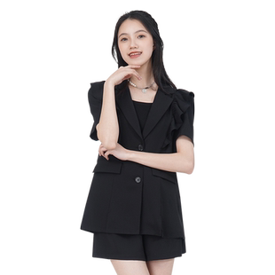 WEWE/唯唯夏季新品女装温柔优雅时尚西装套装OL风通勤两件套