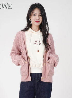 WEWE/唯唯春季新品女装可爱甜美时尚针织开衫休闲青春活力