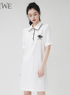 WEWE/唯唯夏季新品女装简约大气休闲直筒POLO连衣裙亲肤透气
