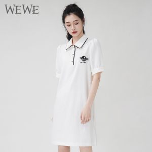 WEWE/唯唯夏季新品女装简约大气休闲直筒POLO连衣裙亲肤透气
