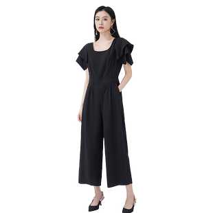 WEWE/唯唯夏季新品女装时尚高腰气质简约收腰连体裤显瘦通勤