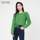 WEWE唯唯冬季 毛衣休闲文艺 可爱大翻领学院风时尚 新品 女装