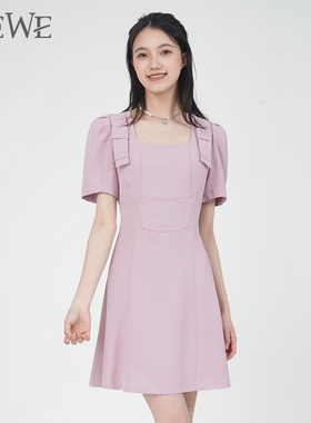 WEWE/唯唯夏季新品女装温柔优雅气质通勤连衣裙高腰显瘦