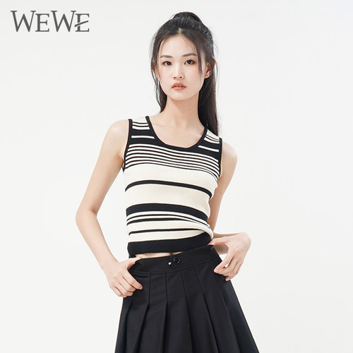 WEWE唯唯条纹背心休闲新品