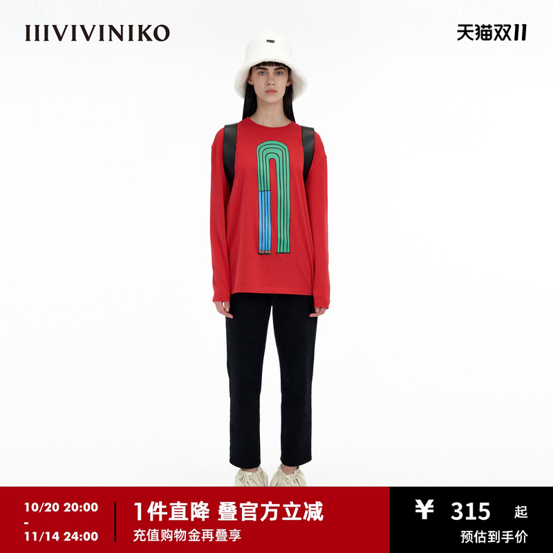 IIIVIVINIKO绣花长袖T恤