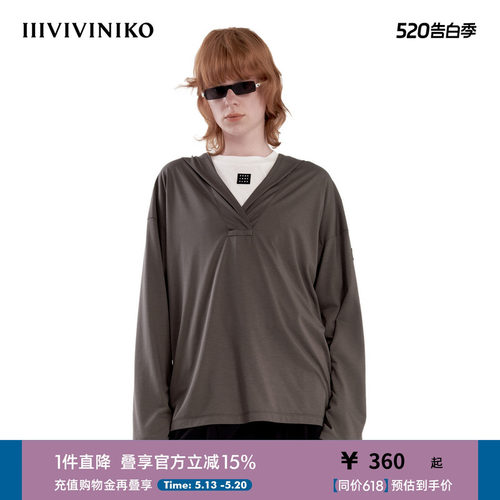 【设计师款】夏季新款连帽V领长袖T恤女J424066382E