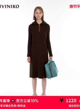IIIVIVINIKO“羊绒绵羊毛混纺”美拉德针织连衣裙女M341137649D