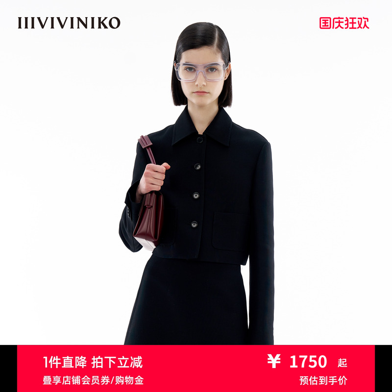 双面缎翻领短外套IIIVIVINIKO