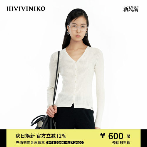 IIIVIVINIKO纽扣v领开衫