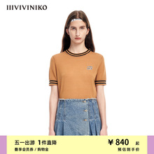 针织衫 学院风圆领短袖 女M310114607B 丝羊毛纱线 IIIVIVINIKO