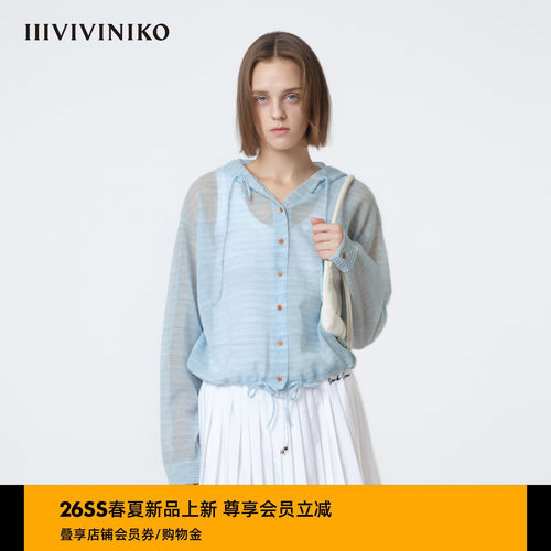 IIIVIVINIKO2026夏季新款时尚清爽微透感抽绳外套女M620226642C