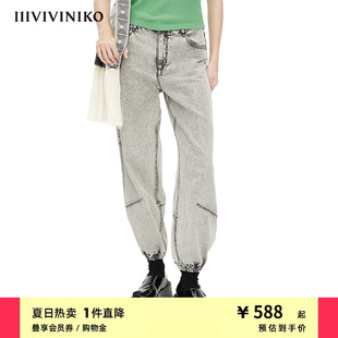 子女M221807223E IIIVIVINIKO春夏新品 收脚口宽松九分牛仔裤