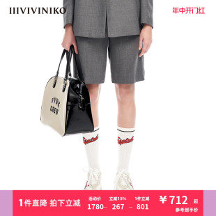 IIIVIVINIKO春夏新品 子女M310801113A 宽松休闲复古羊毛直筒中裤