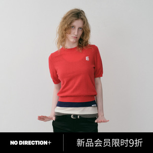 羊毛手工钩针字母圆领针织T恤N530112607B DIRECTION