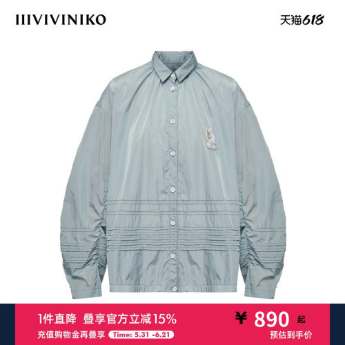 IIIVIVINIKO2025夏新款猫咪印花衬衫领大廓形外套女R520301059D