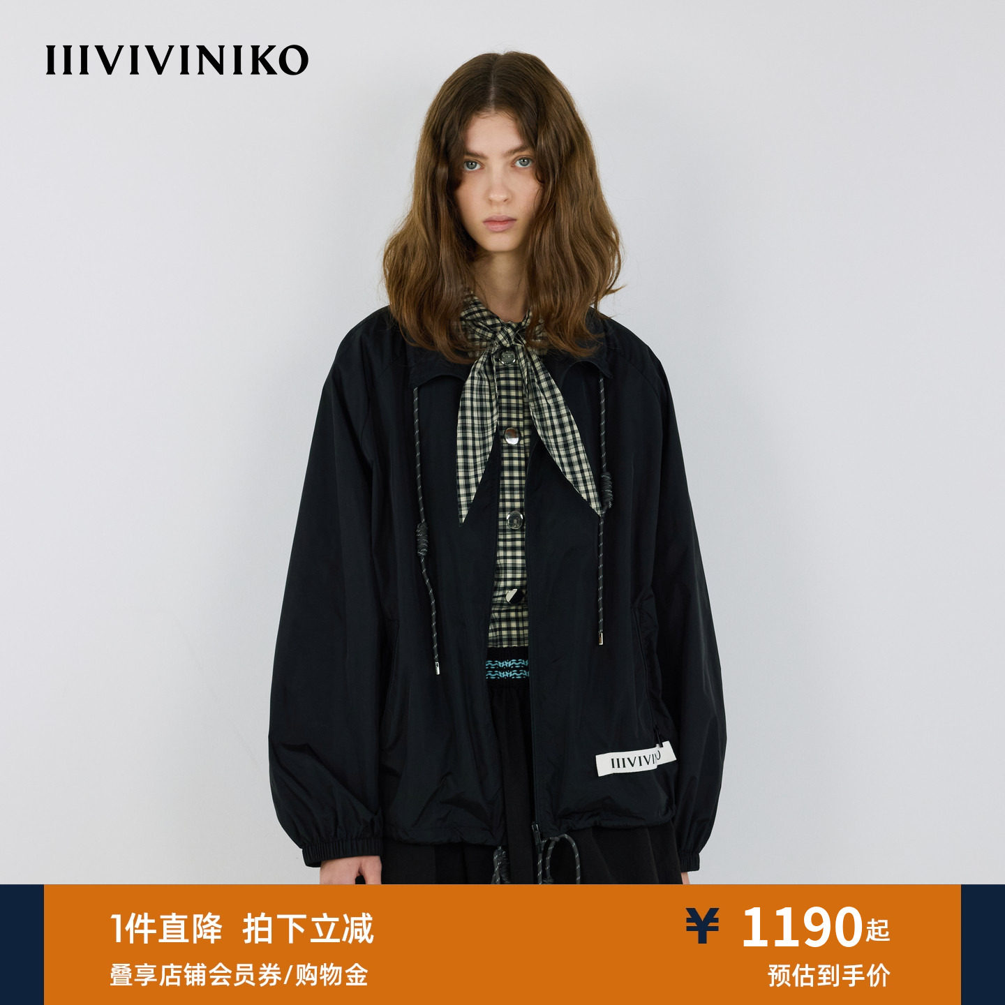IIIVIVINIKO秋季新款轻量运动抽绳尼龙夹克外套女M530304010A