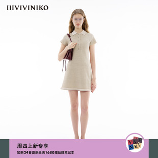 通勤poloA字针织连衣裙子女M411109619C IIIVIVINIKO2024春季 新款