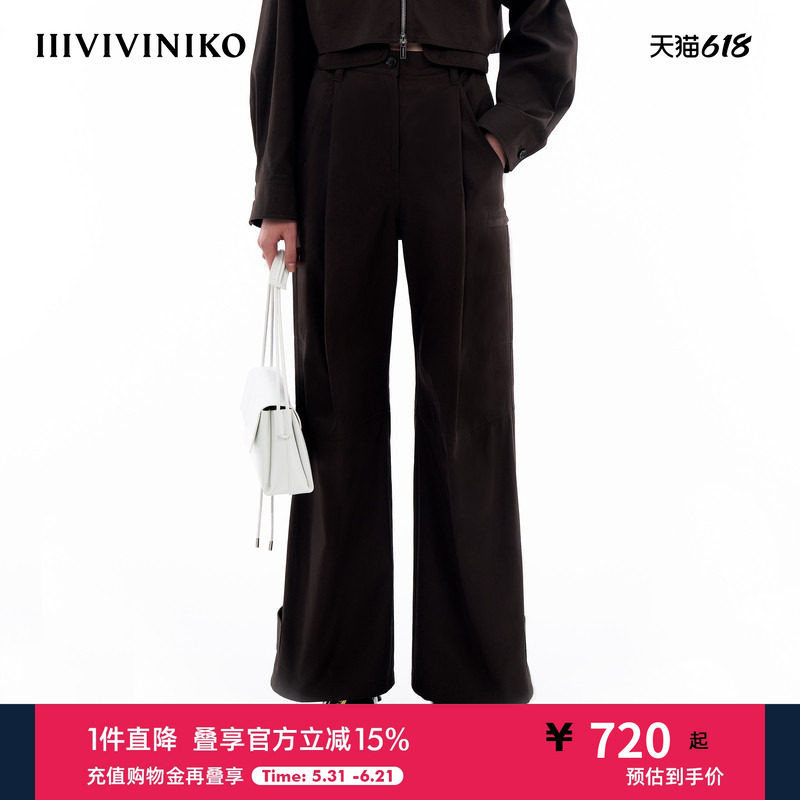 【李兰迪同款】IIIVIVINIKO春季新款宽松高腰休闲阔腿长裤子女