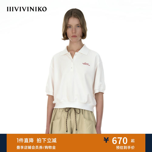 IIIVIVINIKO2026夏季新款落肩Polo领针织短袖女M624003382E
