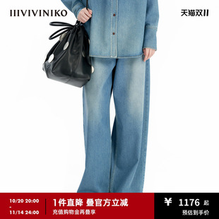 復(fù)古慵懶寬松闊腿牛仔褲 子女B431809208A 新款 IIIVIVINIKO秋季