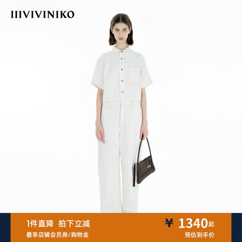 IIIVIVINIKO夏季新款复古正肩工装牛仔连身裤女B523502210C