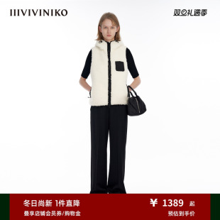 IIIVIVINIKO时髦双面穿直身连帽短马甲女M343002390D