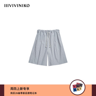子女M620815165C 松弛条纹直筒五分裤 IIIVIVINIKO2026夏季 新款