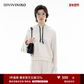 简约蝙蝠袖 截短连帽卫衣女 IIIVIVINIKO春季 新款 纯棉法式 毛圈