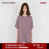IIIVIVINIKO2025夏新款 休闲Oversize条纹T恤女M520582357D