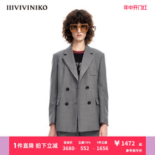 略宽肩H型英伦学院风西装 外套女M312703113A IIIVIVINIKO春夏新品