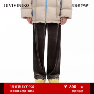 子女M340813352D 重磅弹力丝绒阔腿裤 IIIVIVINIKO 进口三醋酸