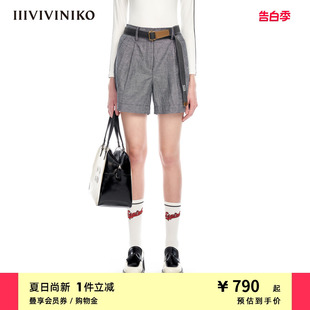 短裤 IIIVIVINIKO 日本进口色织亚麻 小A工装 子女M320841175F