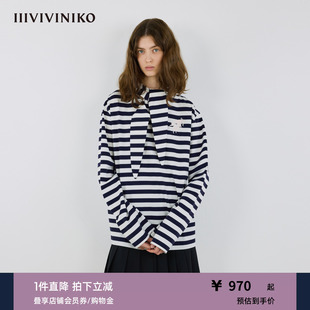 艺术家合作系列连帽条纹T恤女M530522379A IIIVIVINIKO2025秋新款