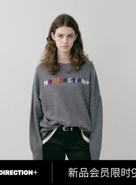 NO DIRECTION+ 手工钩针字母圆领毛衣N540109651C21