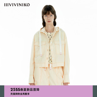 IIIVIVINIKO2025夏新款 外套女C520331128D 休闲工装 风连帽截短衬衫