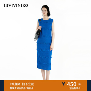 【重工压褶】IIIVIVINIKO夏季泡泡纱直筒连衣裙女R420688176D