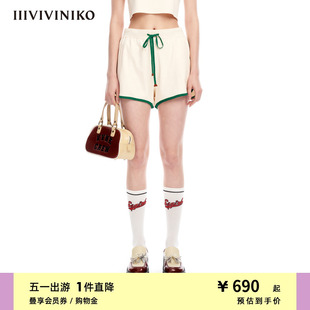 IIIVIVINIKO夏季 子女M323818602D 百搭撞色边罗纹休闲运动短裤 新品