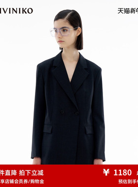 IIIVIVINIKO春季新款通勤宽松H型羊毛混纺西装外套女M412715132B