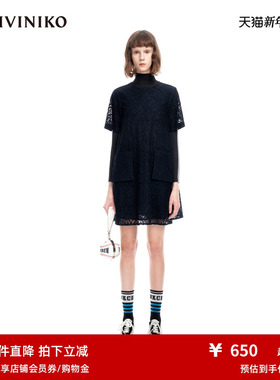 IIIVIVINIKO夏季新品“古典蕾丝”短袖A字连衣裙女M320635343D