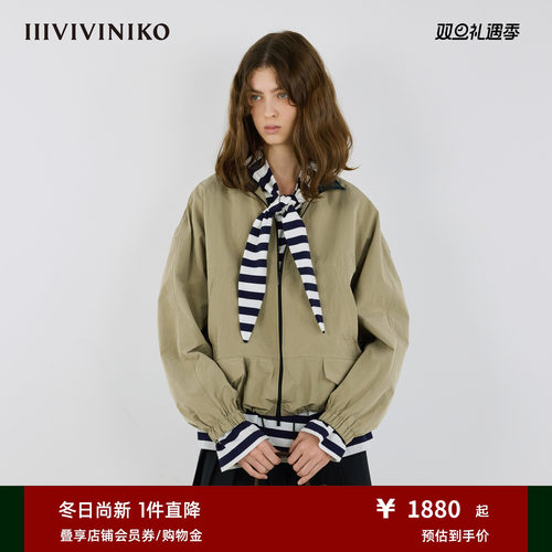 【李兰迪同款】IIIVIVINIKO2025秋新款复古松弛感落肩抽绳夹克女